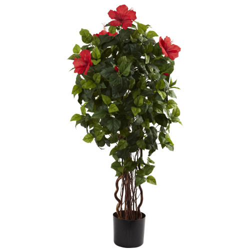 4' Artificial Hibiscus Tree in Black Pot - IMAGE 1