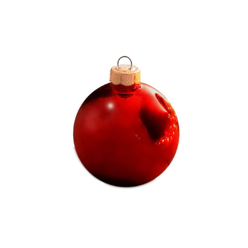 Small Shiny Finish Glass Christmas Ball Ornaments - 2" (50mm) - Red - 28ct - IMAGE 1