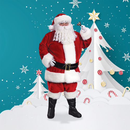Red and White Regency Plush Santa Claus Unisex Adult Christmas Costume - XXL - IMAGE 1