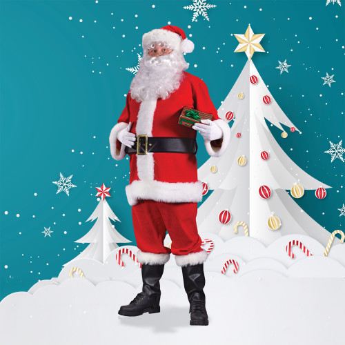 Red and White Regency Santa Claus Christmas Costume Suit - Large - IMAGE 1