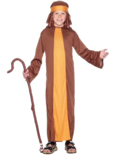 49" Brown and Orange Shepherd Boy Child Christmas Costume - Large - IMAGE 1