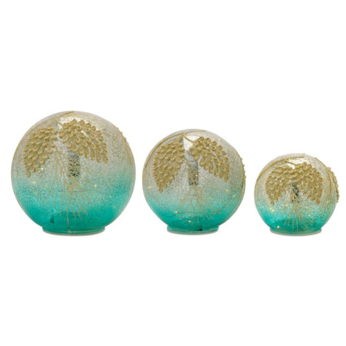 Orb Tabletop Decorations - 7" - Blue and Gold - Set of 3 - IMAGE 1
