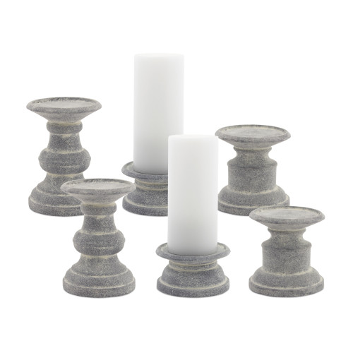 Antique Style Candle Holder - 8.5” - Gray - Set of 6 - IMAGE 1
