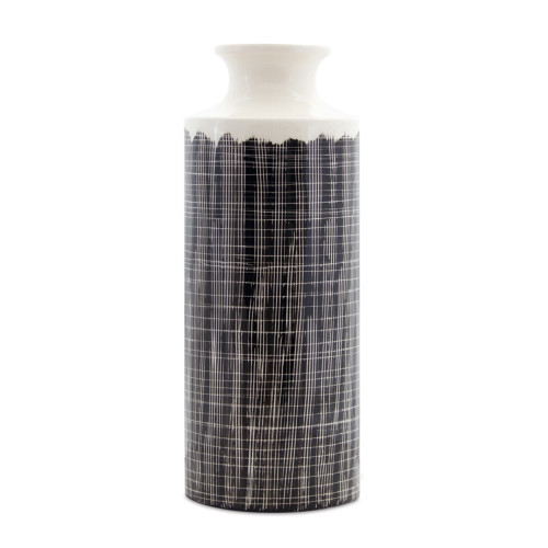 19.25” White and Black Terracotta Vase - IMAGE 1