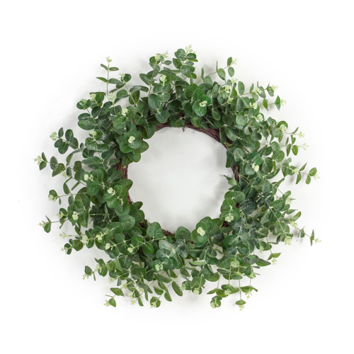 Eucalyptus with Olive Flowers Spring Wreath, 28-Inch - IMAGE 1