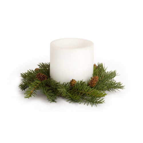 Set of 4 Pine with Pinecone Artificial Christmas Candle Rings 13" - IMAGE 1