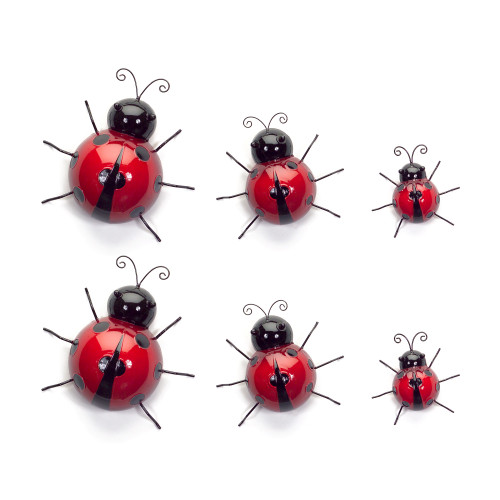 Set of 6 Black and Red Wall Mountable Ladybugs 3.75" - IMAGE 1