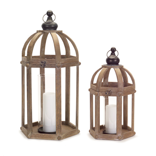Wooden Silhouette Lantern Tabletop Decorations - 28" - Set of 2 - IMAGE 1