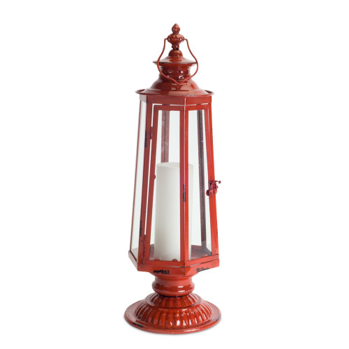 24" Distressed Candle Lantern with Handle - IMAGE 1