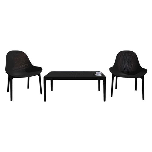3-Piece Black Patio Lounge Set 39.5" - IMAGE 1