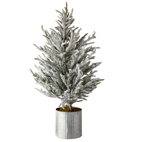 Potted Norfolk Pine Flocked Artificial Christmas Tree - 3' - Unlit - IMAGE 1