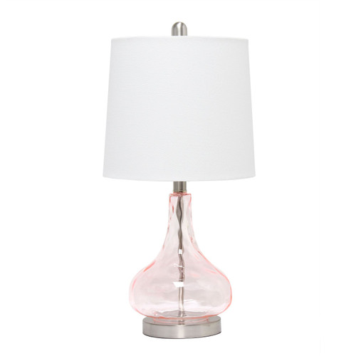 23.25" Rose Pink Rippled Table Lamp with White Shade - IMAGE 1