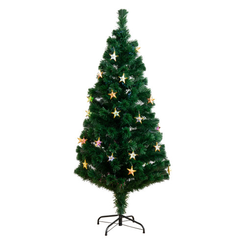 5' Pre-Lit Fiber Optic Artificial Christmas Tree with Stars, LED Multicolor Lights - IMAGE 1