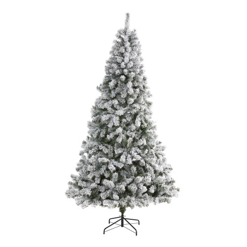 8’ Flocked West Virginia Fir Artificial Christmas Tree, Unlit - IMAGE 1