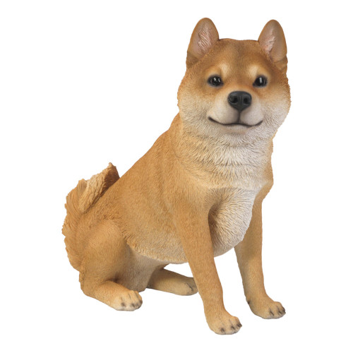 16" Brown and White Shiba Inu Sitting Outdoor Statue - IMAGE 1