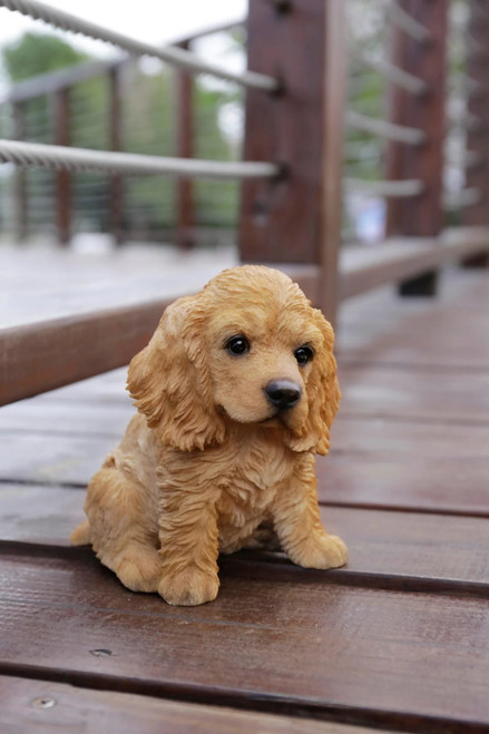 Sitting Cocker Spaniel Puppy Outdoor Garden Statue - 6.25" - IMAGE 1