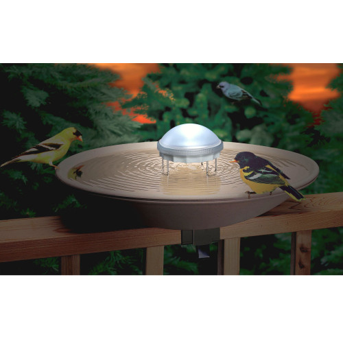 5.25” Pre-Lit White Aurora Water Wiggler in Birdbaths - IMAGE 1