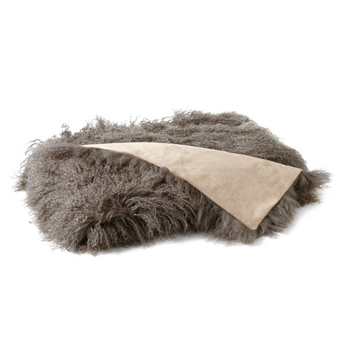 5.75' X 4.25' Brown Tibetan Wool Throw Blanket - IMAGE 1