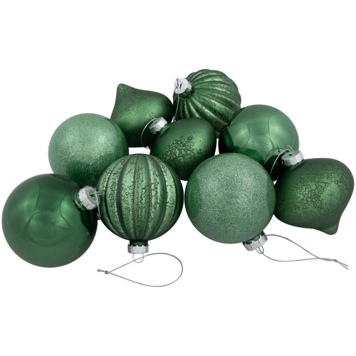 3-Finish Glass Christmas Ball and Onion Ornaments - 3" (80mm) - Forest Green - 9ct - IMAGE 1