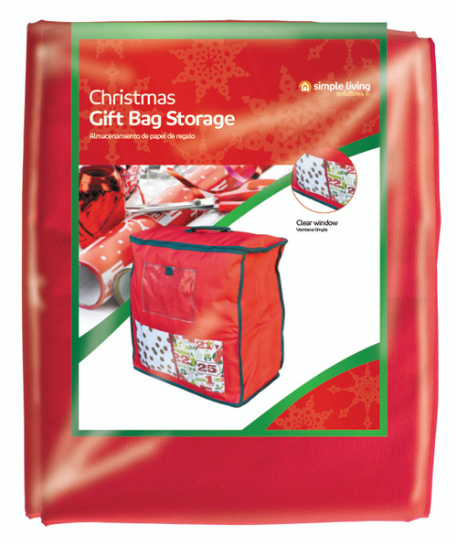 19.5" Red Christmas Gift Bag Storage - IMAGE 1