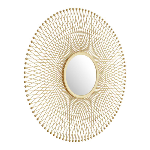 35" Gold Framed Round Wall Mirror - IMAGE 1