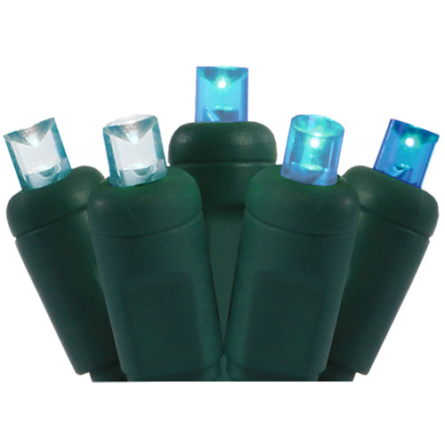 Glacier LED Wide Angle Christmas String Lights - Turquoise Blue - 25.17 ft Green Wire - 50ct - IMAGE 1
