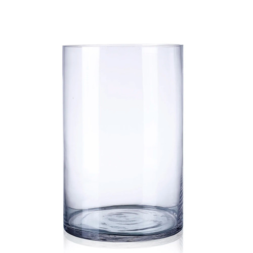 Handblown Cylindrical Glass Floral Vase - 12" - Clear - IMAGE 1