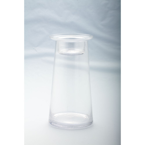 12.5" Clear Cylindrical Handblown Glass Tapered Candle Holder - IMAGE 1