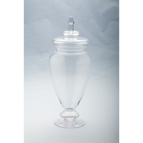 Apothecary Hand-Blown Glass Jar with Finial Lid - 17.5” - Clear - IMAGE 1