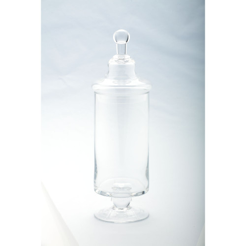 14" Clear Solid Glass Apothecary Jar with Lid - IMAGE 1