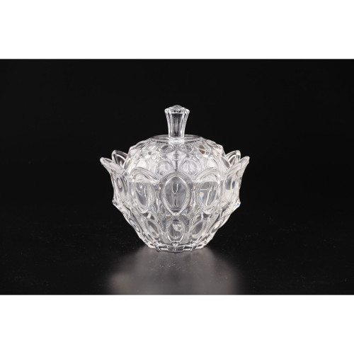 7” Crystal Clear Hand Blown Glass Jar with Finial Lid - IMAGE 1