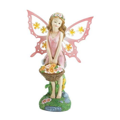 Fairy Solar Lighted Outdoor Garden Statue - 10.75" - Pink and Green - IMAGE 1