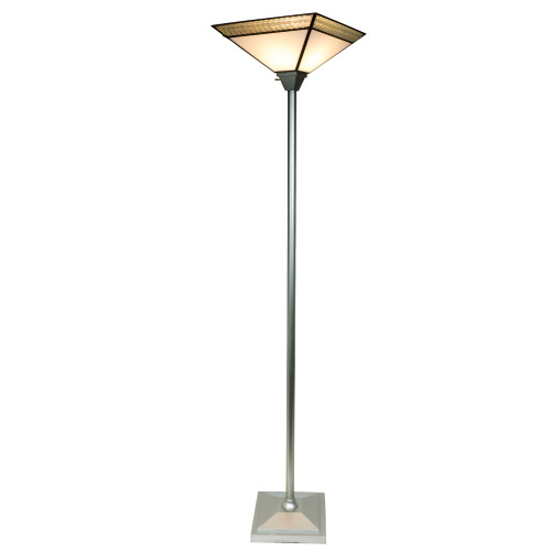 72" Silver and Black Contemporary Leonetto Fused Glass Floor Lamp - IMAGE 1