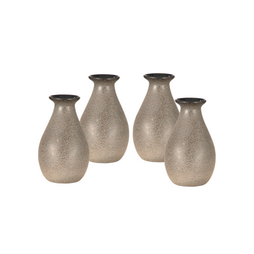 Set of 4 Gold and Charcoal Black Contemporary Glass Vases 5" - IMAGE 1