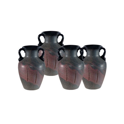 Set of 4 Gunmetal Gray and Black Contemporary Glass Vases 6" - IMAGE 1