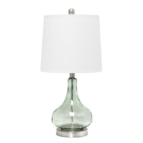 Rippled Glass Table Lamp with Shade - 23.25" - White and Green - IMAGE 1