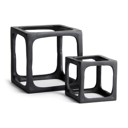 Hollow Cube Sculptures - 6.5" - Black - Set of 2 - IMAGE 1