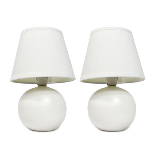 Mini Globe Table Lamps with Tapered Shade - 8.5" - White - Set of 2 - IMAGE 1