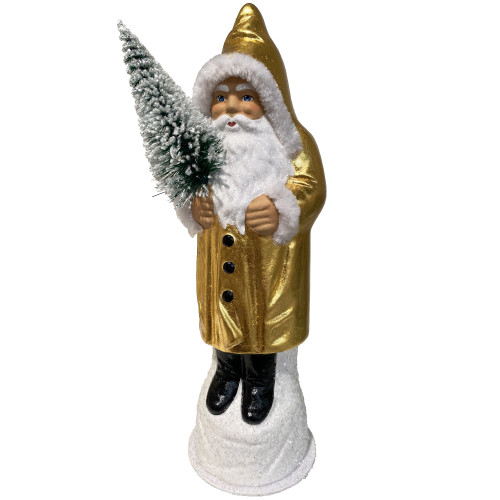 10.5” Schaller 24K Gold Leaf Santa Paper Mache Christmas Candy Container - IMAGE 1