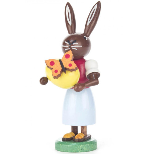 3.75” Dregeno Lady Rabbit with Egg and Butterfly Easter Figure - IMAGE 1