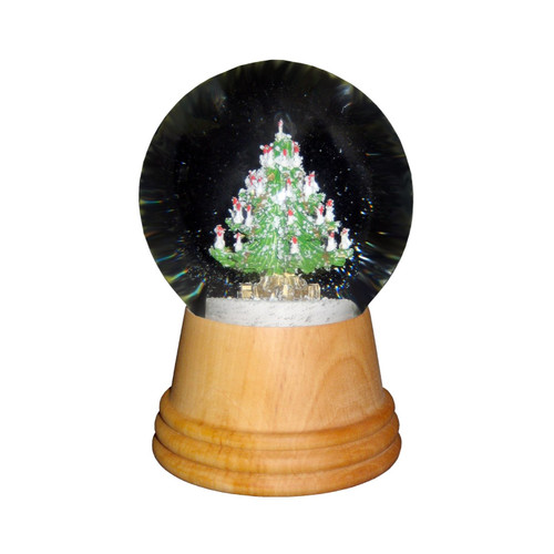 5" Perzy Snow Globe Medium Christmas Tree with Wooden Base Decoration - IMAGE 1