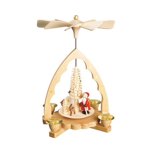 7.5" Richard Glaesser Santa, Deer, and Snowman Christmas Pyramid Candle Holder - IMAGE 1