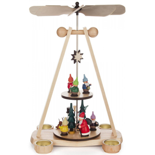 16" Dregeno 2 Tier Dwarf Christmas Pyramid Tea Light Candle Holder - IMAGE 1