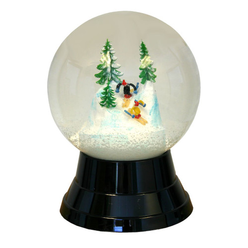 7" Perzy Large Skiers Christmas Snow Globe - IMAGE 1