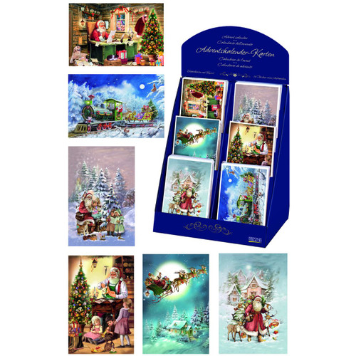 Set of 60 Korsch Assorted Santa Claus Christmas Advent Cards 14.5" - IMAGE 1