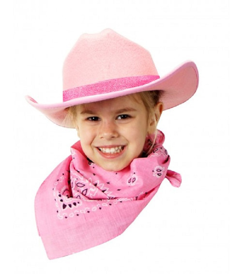 Pink Cowboy/Cowgirl Hat with Pink Bandanna - IMAGE 1