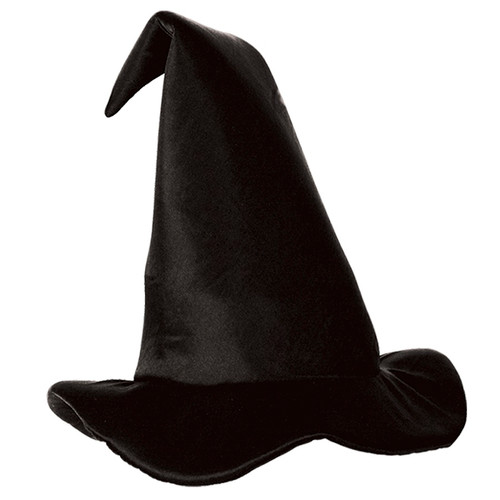 Club Pack of 12 Halloween Satin Soft Spooky Black Witch Hats - IMAGE 1