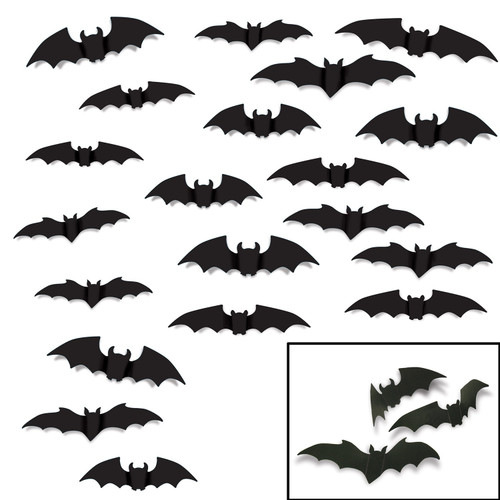 240 Counts Black Bat Silhouettes Halloween Decoration 12” - IMAGE 1