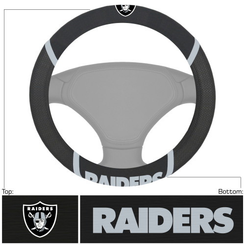 15" Black and Gray Las Vegas Raiders Embroidered Steering Wheel Cover - IMAGE 1