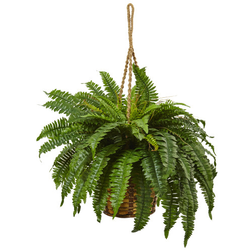 29" Artificial Boston Fern with Hanging Basket - IMAGE 1